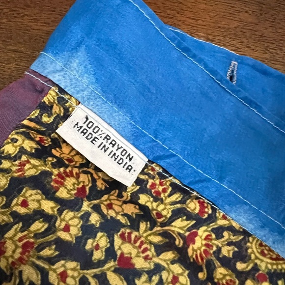 Boho Patchwork Reversible Wrap Skirt โ 100% Rayon โ Made in India - Picture 12 of 13